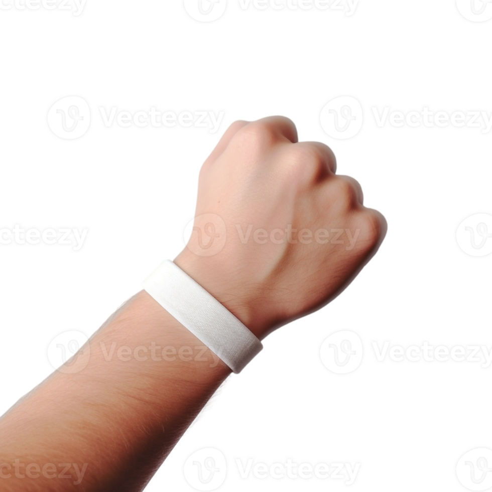 brazo con blanco blanco pulsera aislado en transparente fondo, creado con generativo ai png