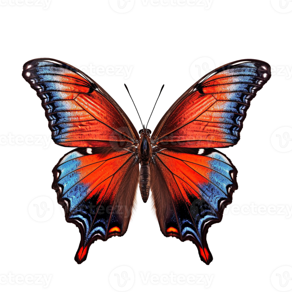 Flat lay view of the butterfly on transparent background, created with generative AI png