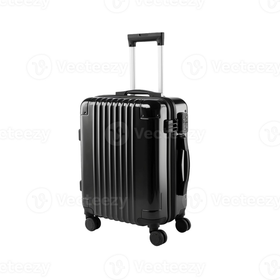 Black suitcase isolated on the transparent background, created with
