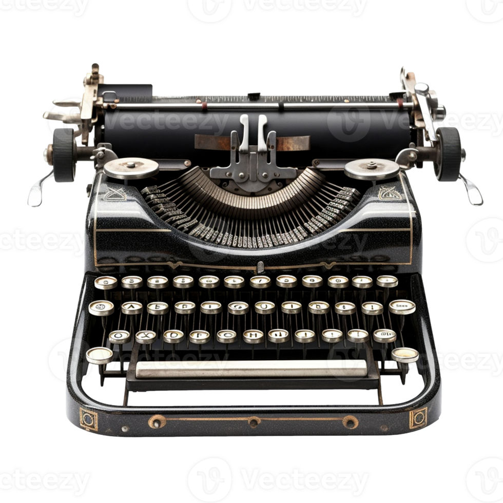Vintage typewriter isolated on transparent background, created with png