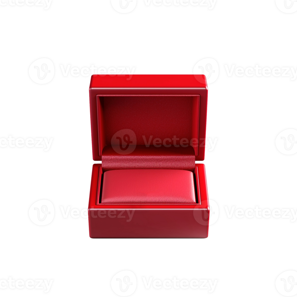 Opened red ring box isolated on transparent background, created with png
