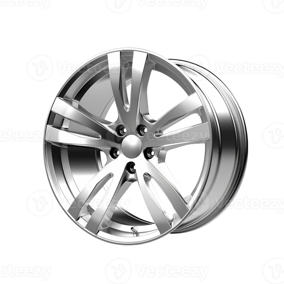 Modern shiny car rim isolated on transparent background, created with png