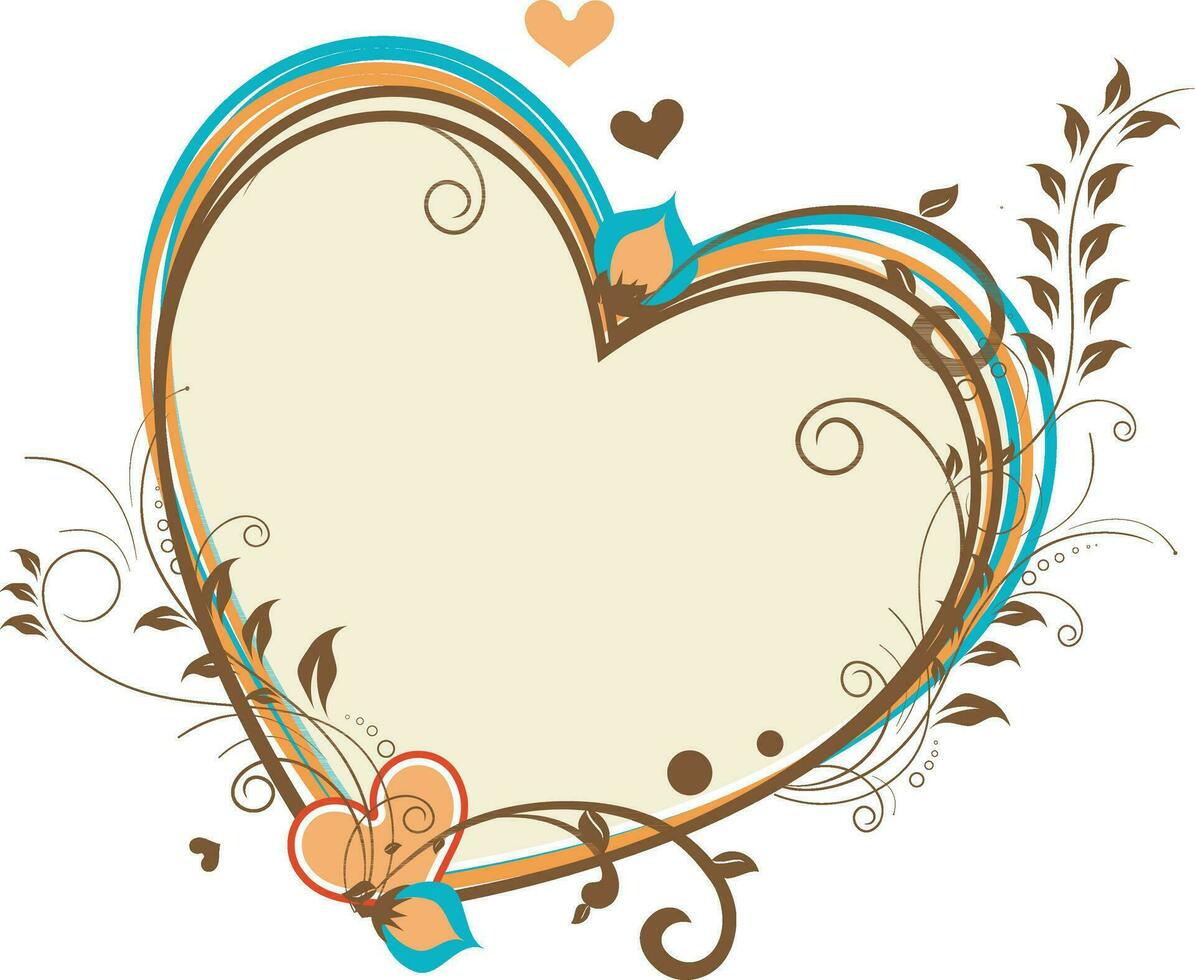 Floral design decorated heart. vector