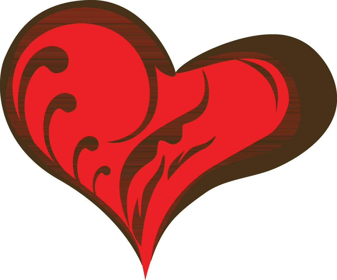 Stylish red heart decorated brown color. vector