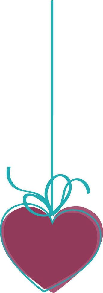 Flat style hanging heart in purple color. vector