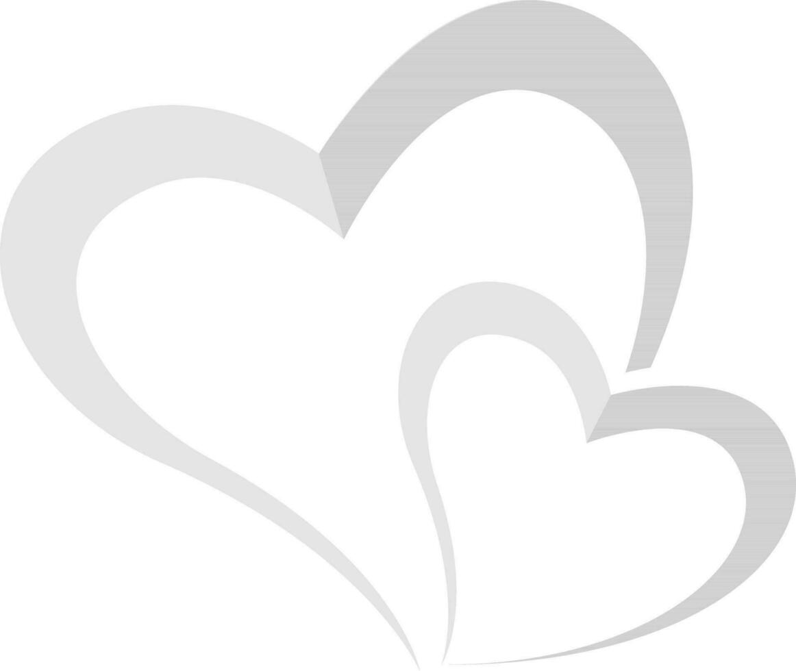 Flat style two hearts in gray color. vector