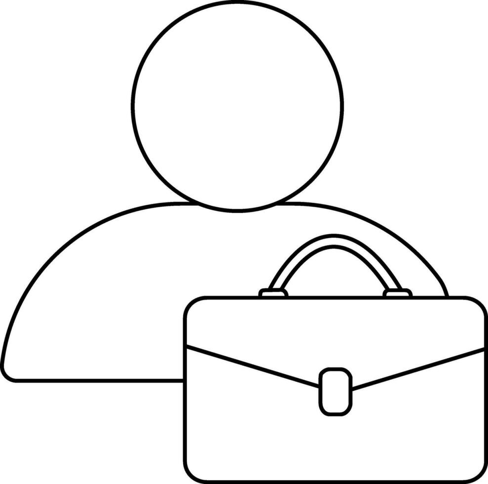 Employee with briefcase in stroke style for job search. vector