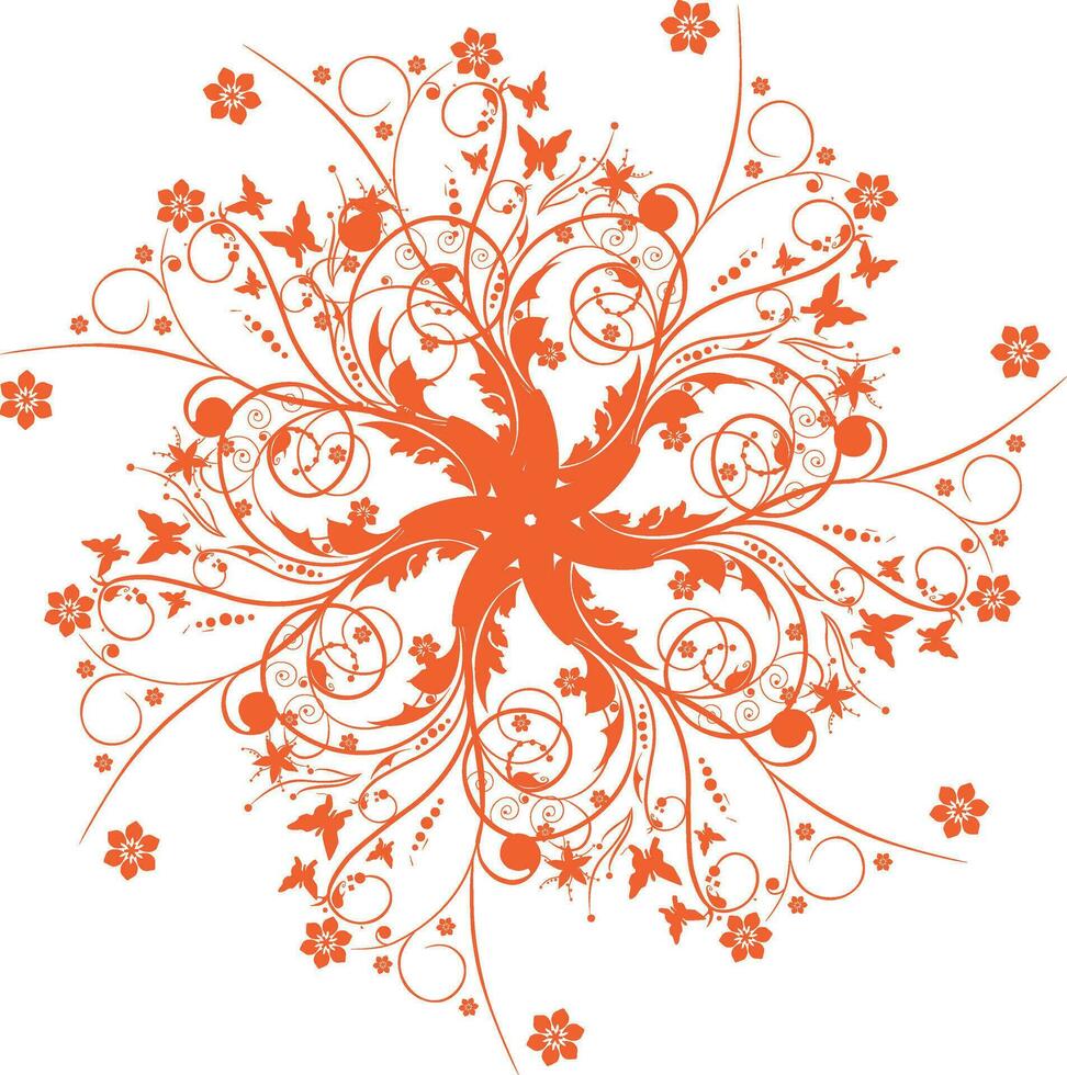 Beautiful floral design in orange color. vector