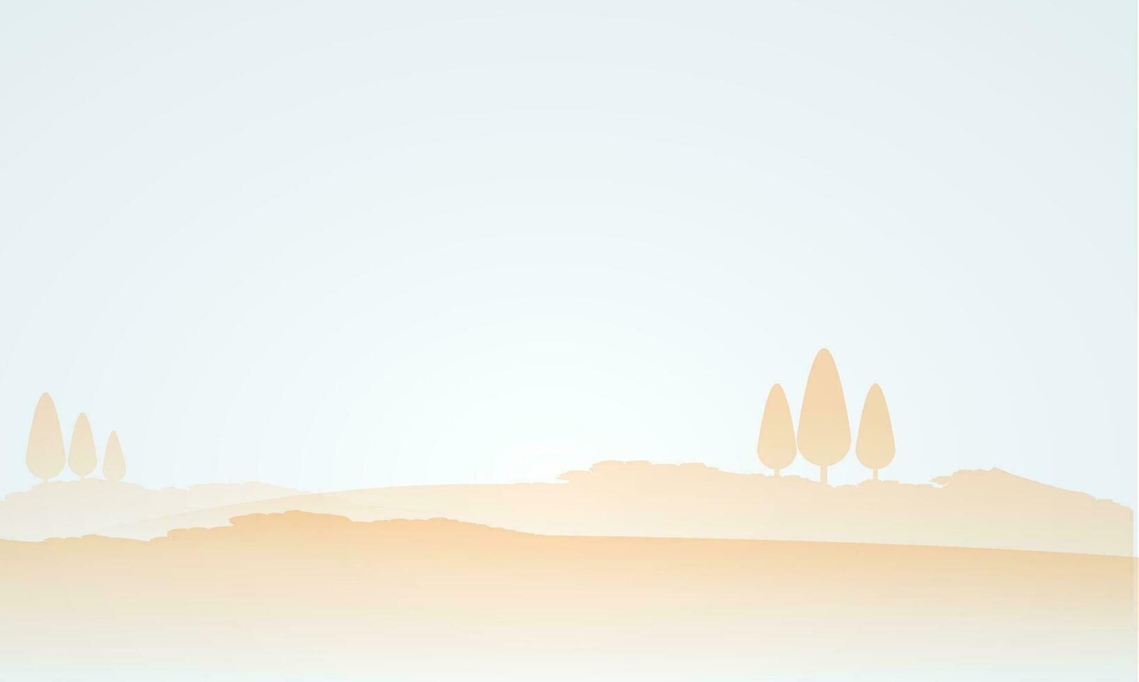 Landscape and trees decorated background. vector