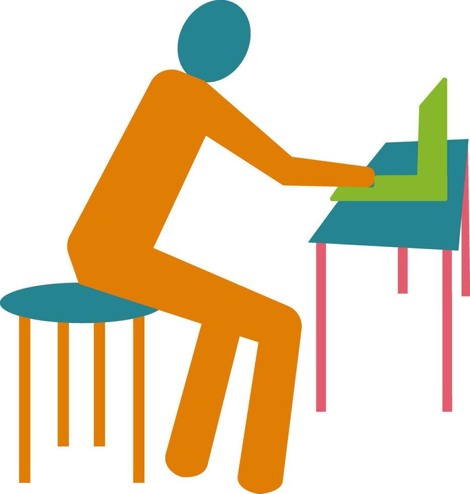 Illustration of employee icon with search job on laptop. vector