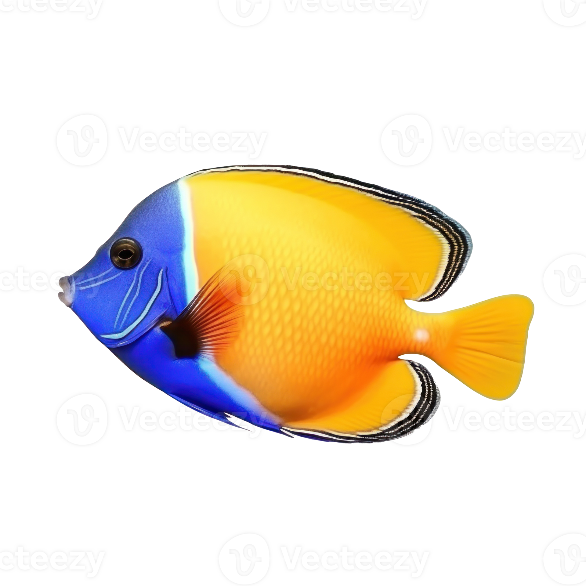 Red sea clown tang fish isolated on white. Illustration AI Generative
