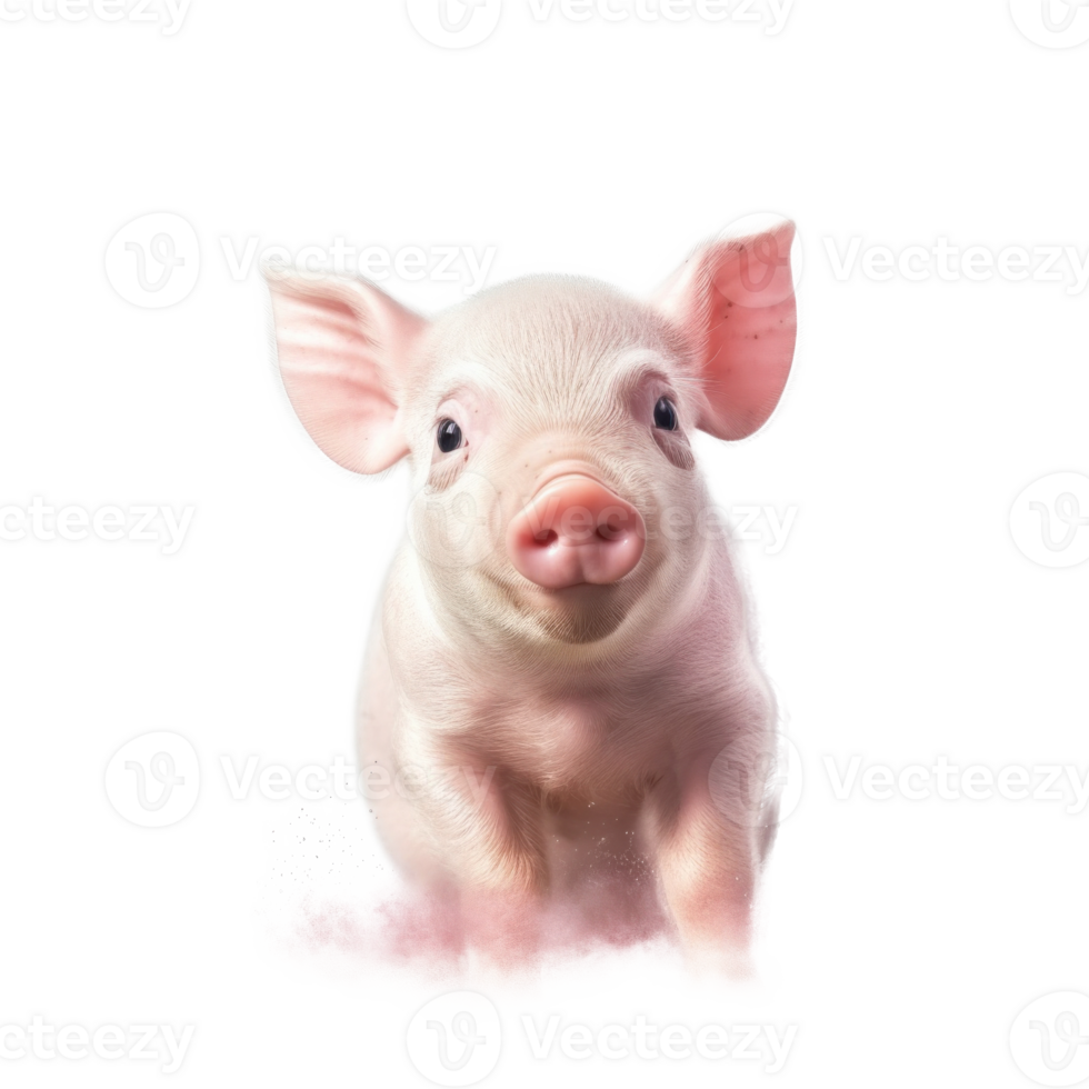 Cute pig portrait isolated. Illustration AI Generative png