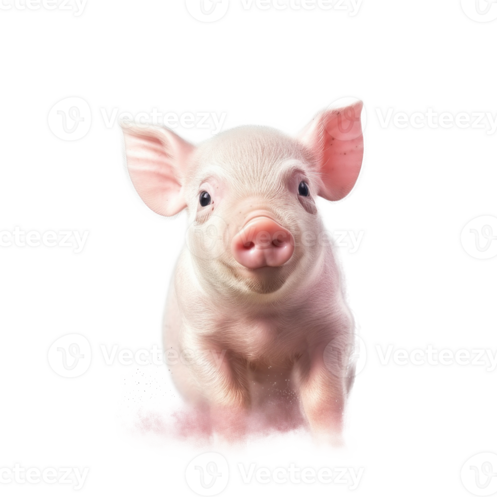 Cute pig portrait isolated. Illustration AI Generative png