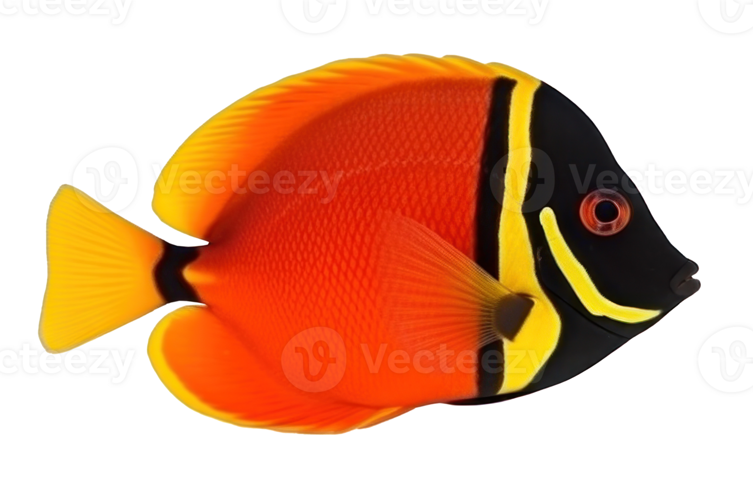 Red sea clown tang fish isolated on white. Illustration png