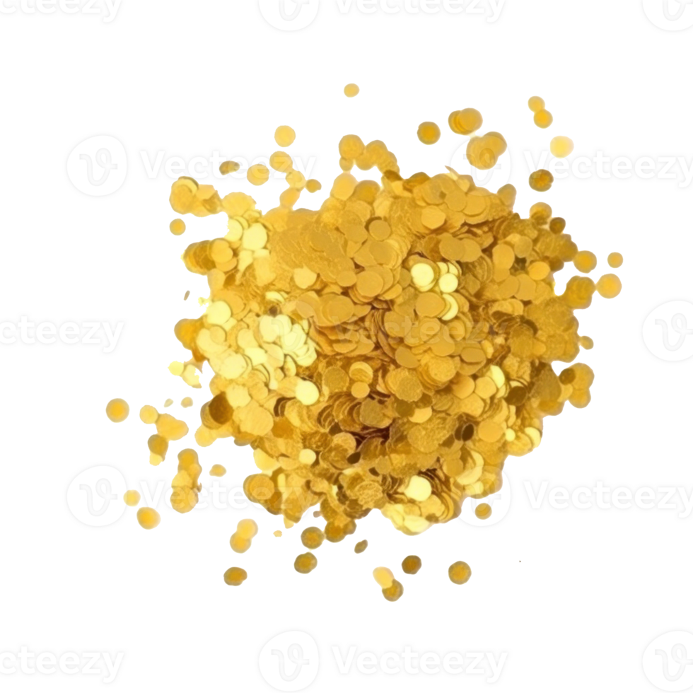 Golden confetti isolated. Illustration png