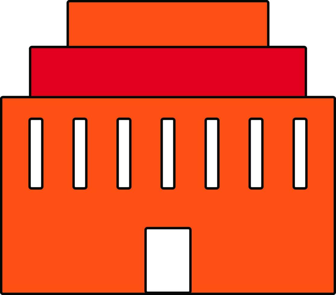 Building in orange and red color. vector