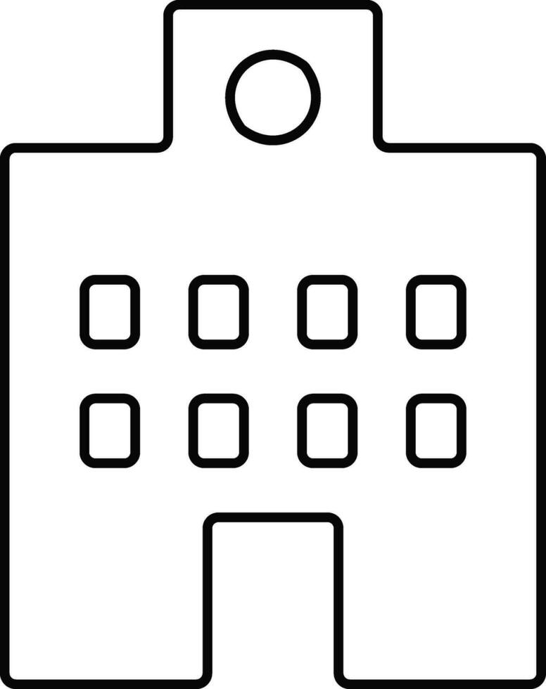 Black and white building in flat illustration. vector