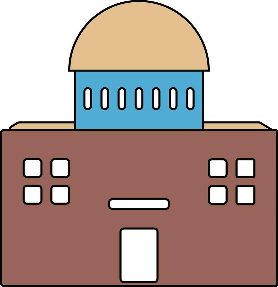 Building in brown and blue color. vector