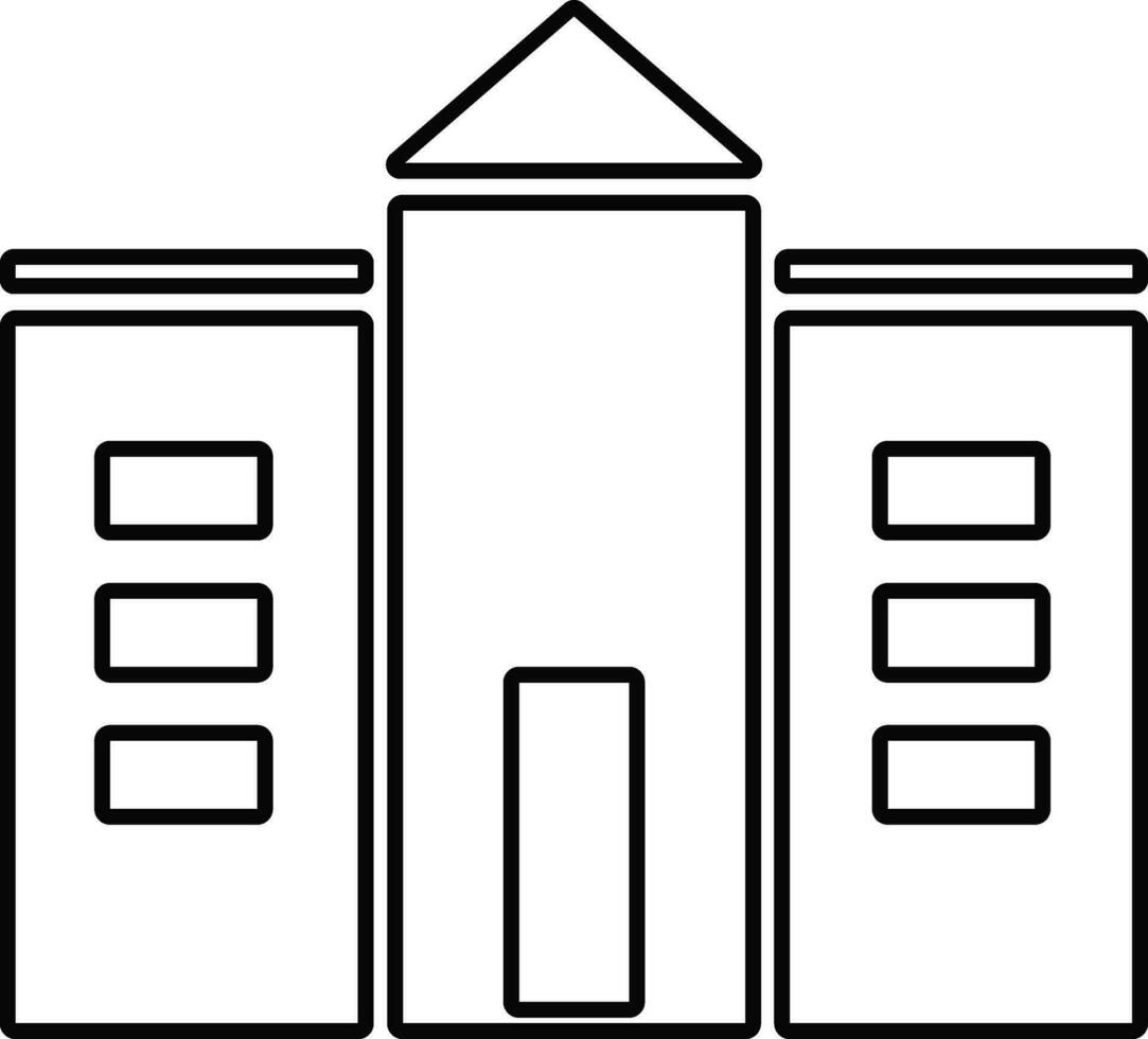 Black and white building in flat illustration. vector