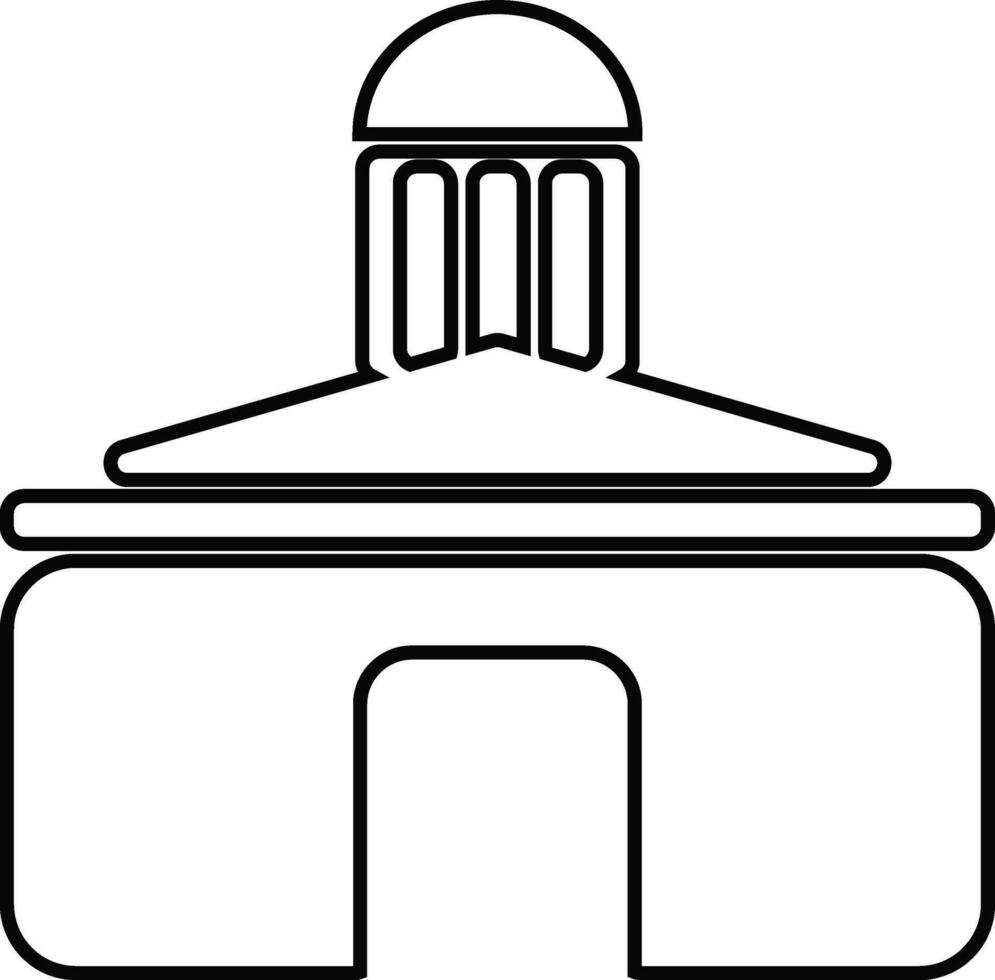 Black and white building in flat illustration. vector