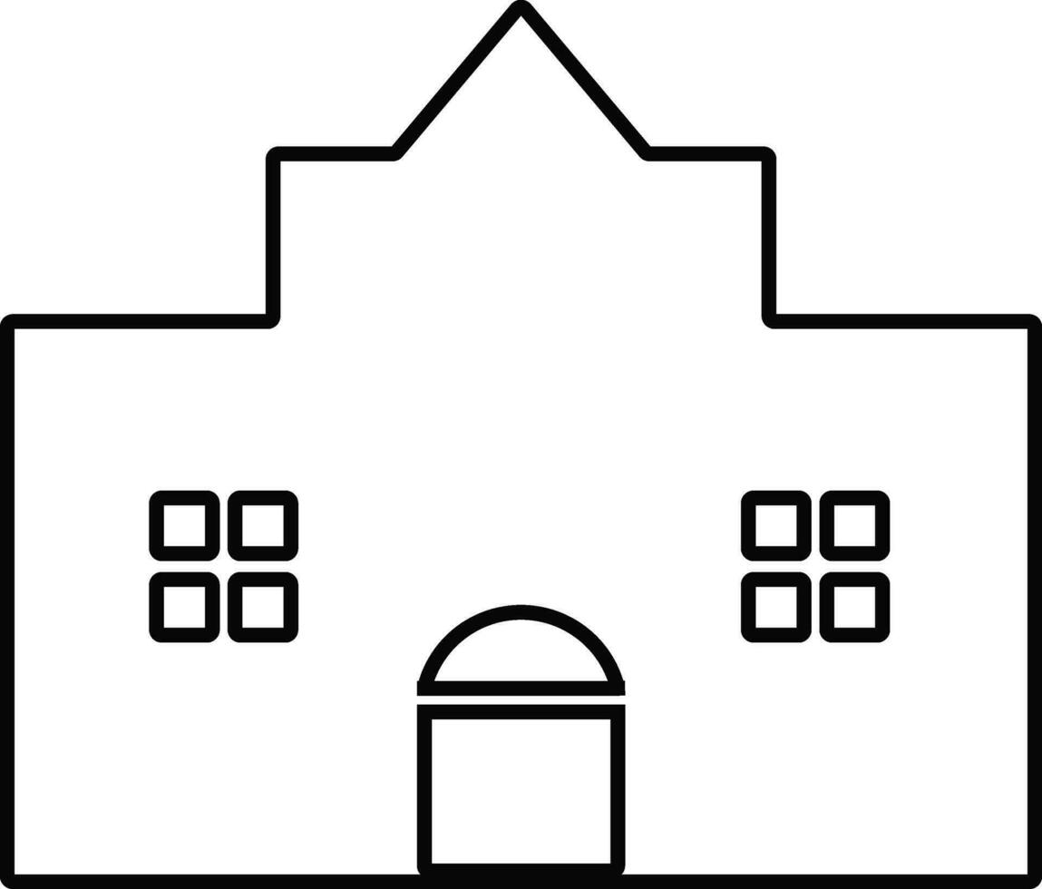 Black and white building in flat illustration. vector