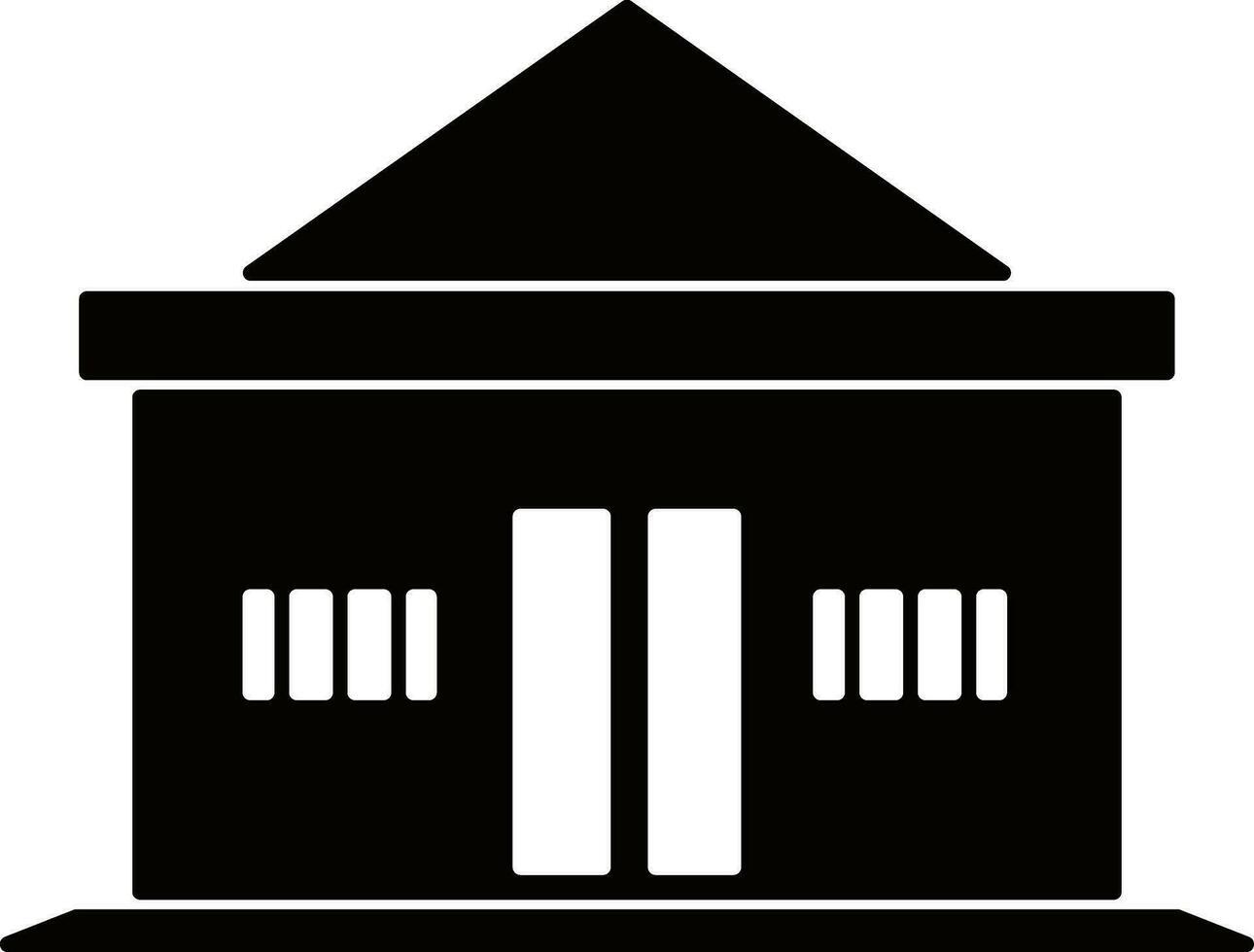 Black and white building in flat style. vector