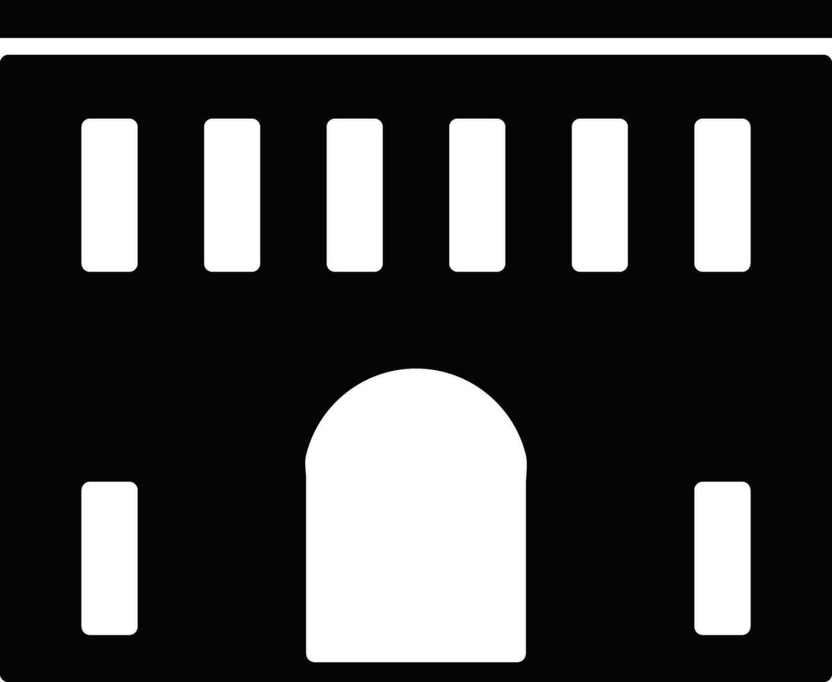 Black and white building in flat style. vector