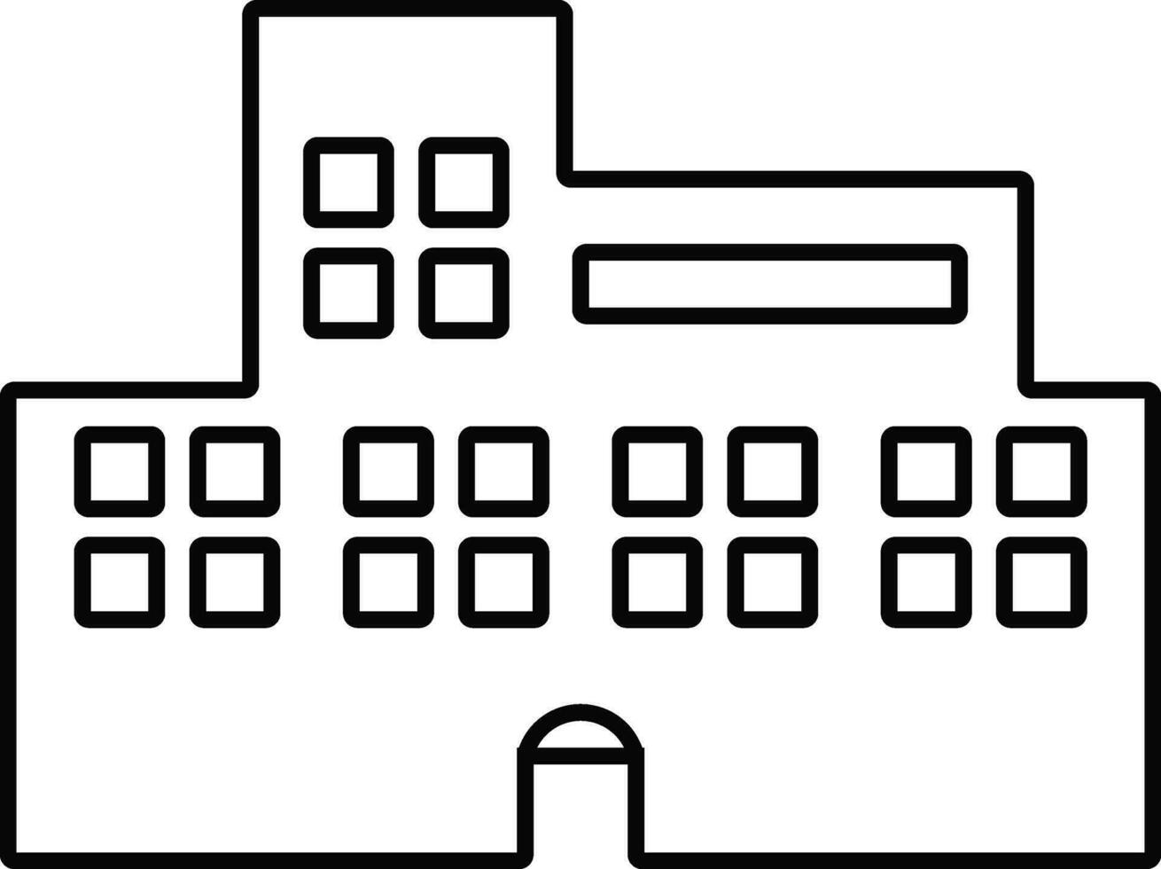 Black and white building in flat illustration. vector