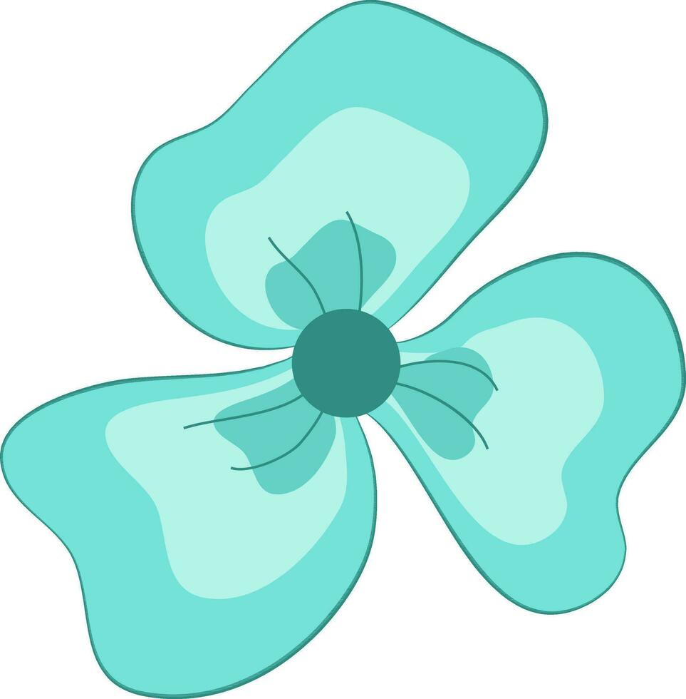 Skyblue color flower design in flat style. vector