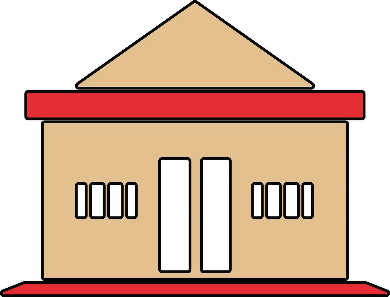 Shiny cream and red building. vector