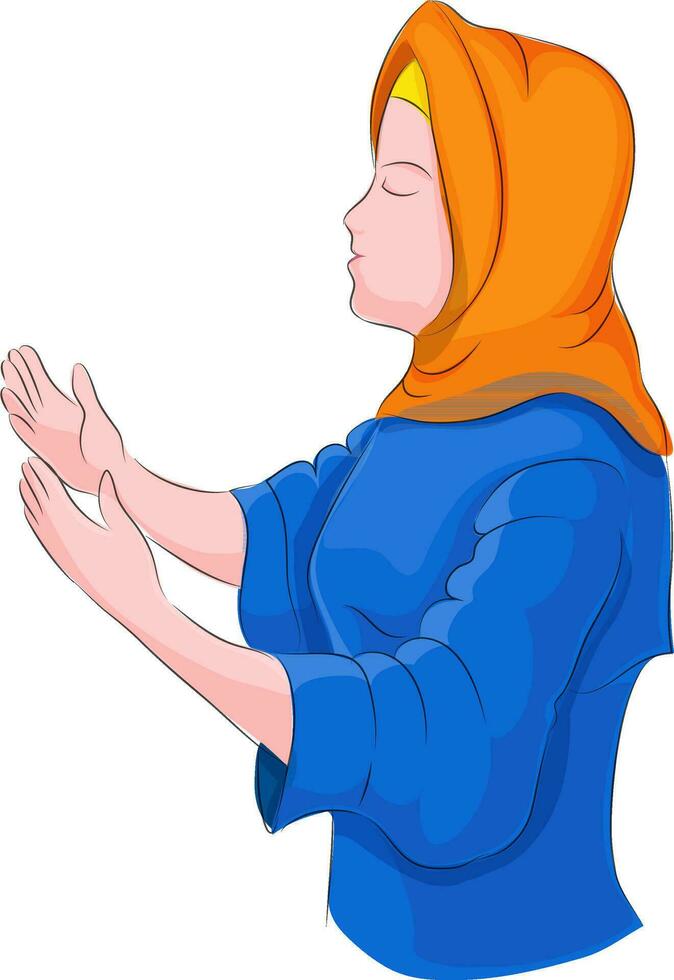 Character of a religious Muslim Woman. vector