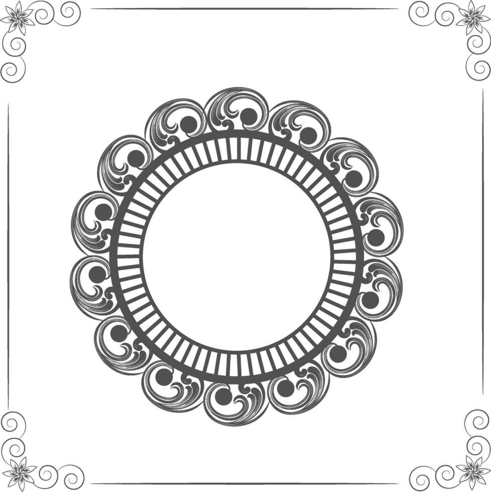 Floral frame in circle shape. vector