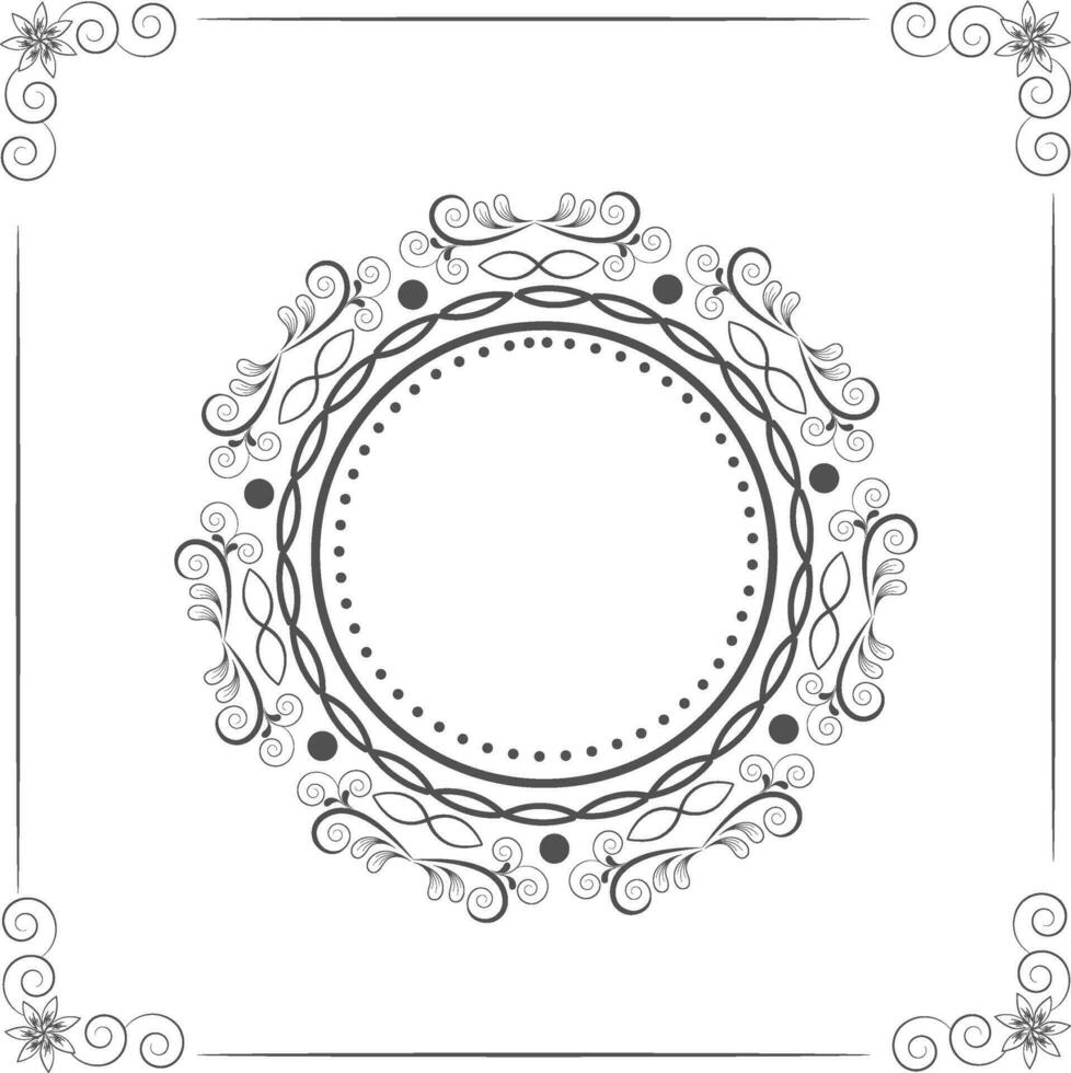 Floral design frame in circle shape. vector