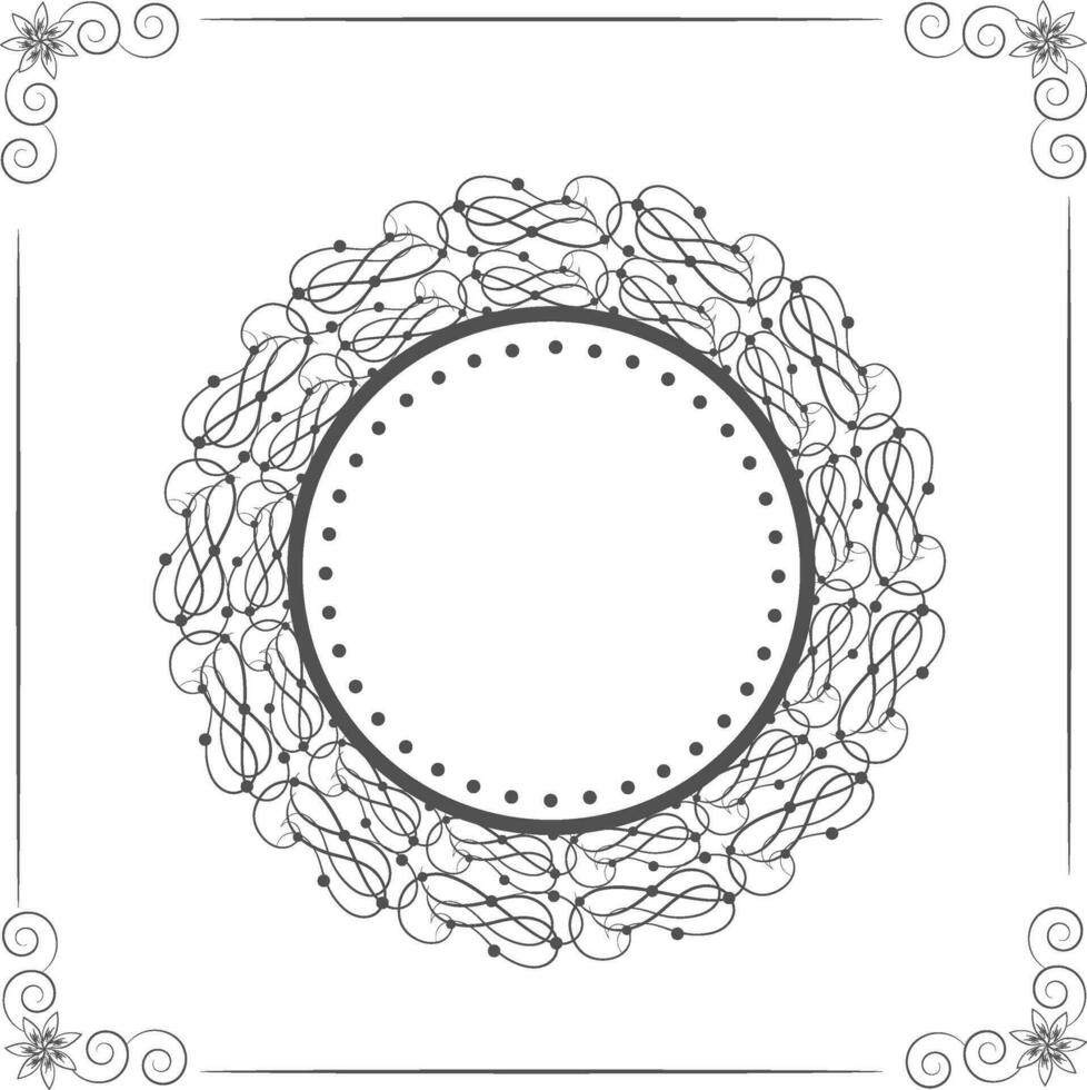 Rounded frame with floral ornaments. vector