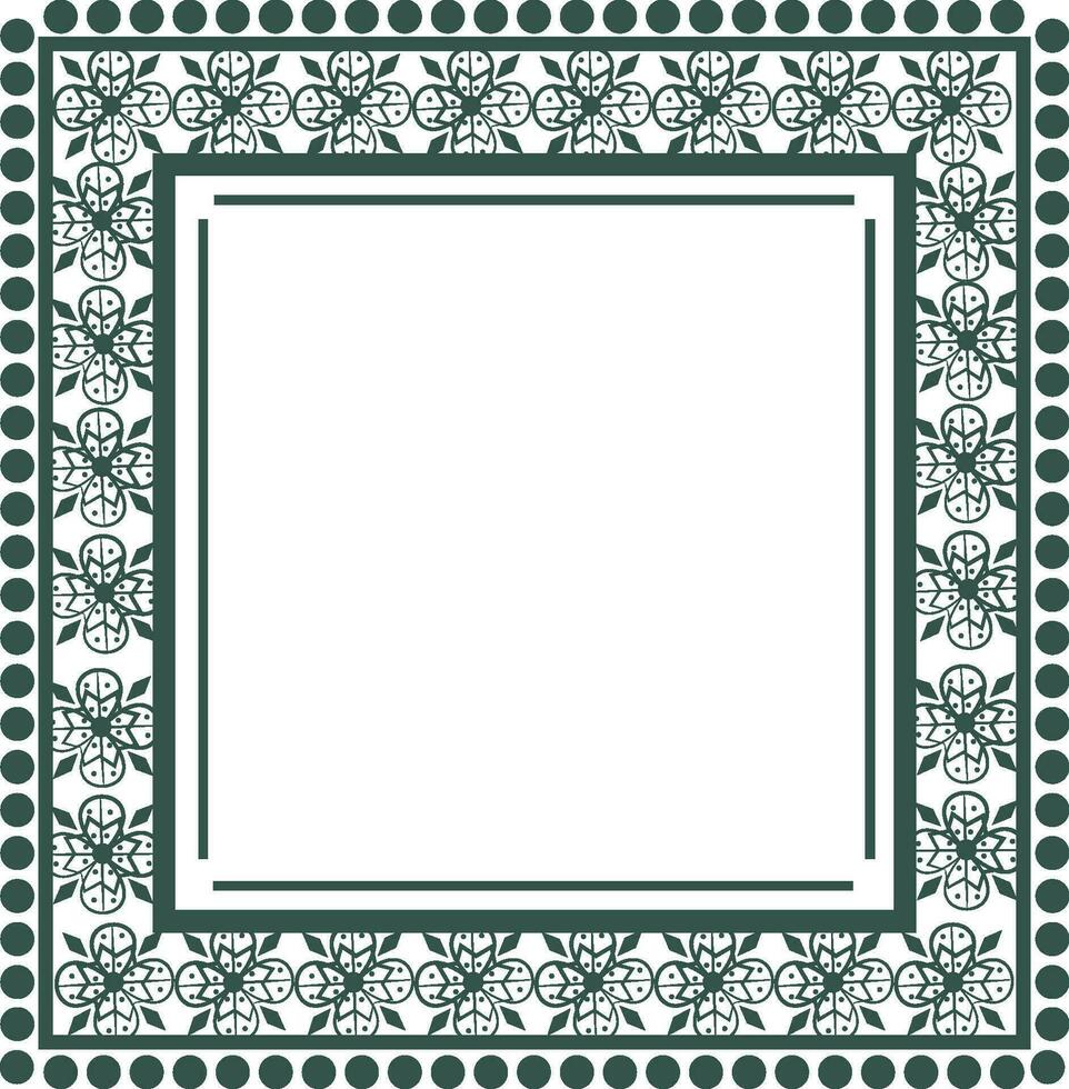Floral decorated frame in square shape. vector