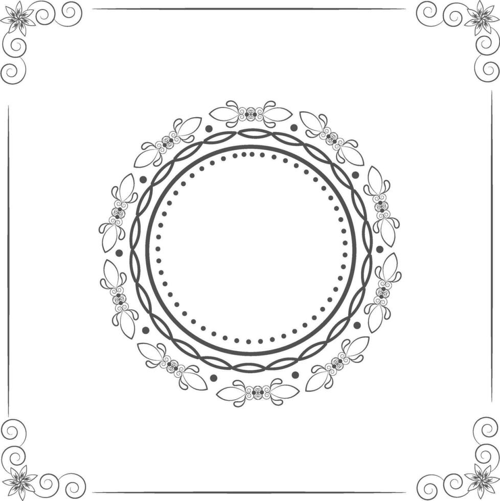 circulo marco con floral adornos vector