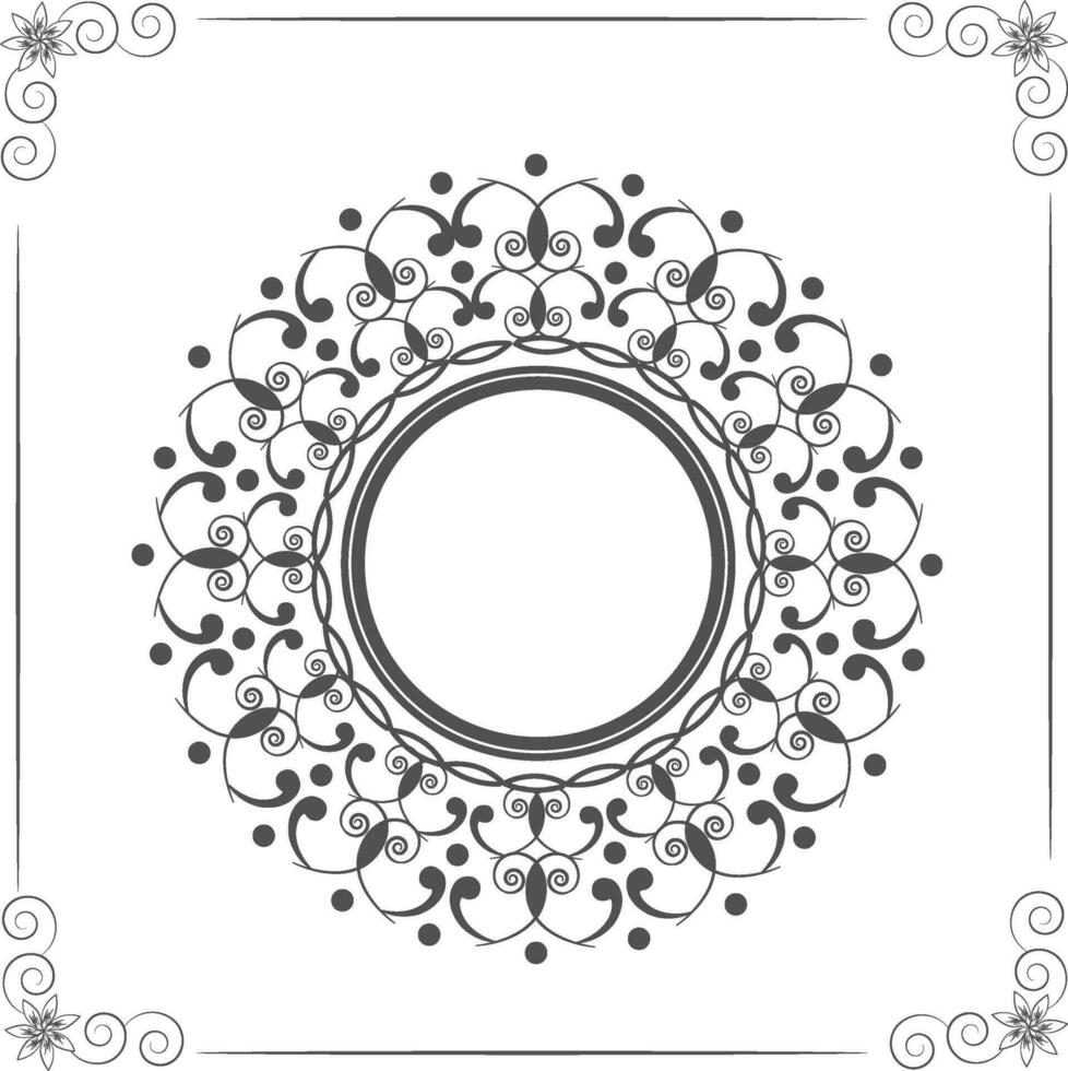 circulo marco floral adornos vector