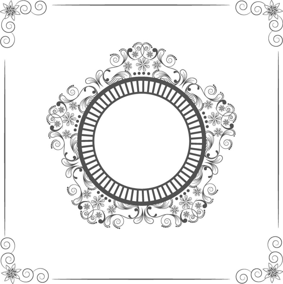 redondeado marco con floral adornos vector