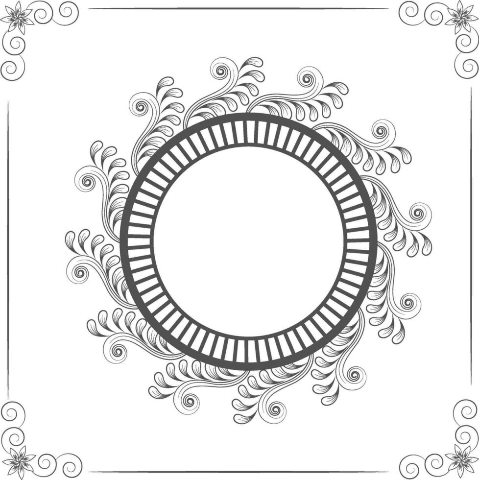 Rounded frame with floral pattern. vector