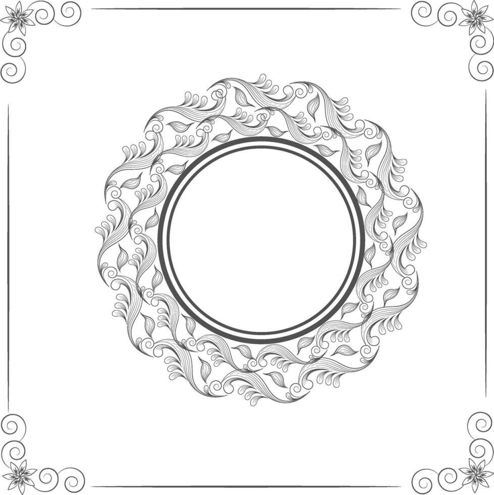 circulo marco con floral adornos vector