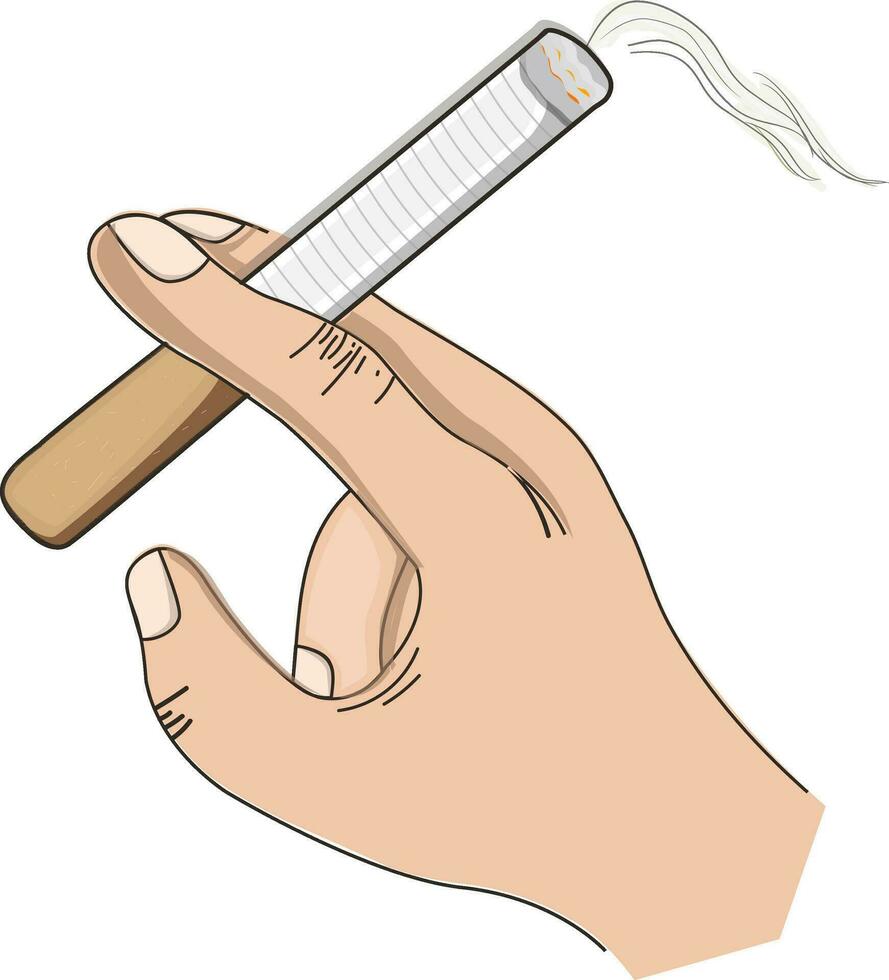 Human hand holding cigarette. vector