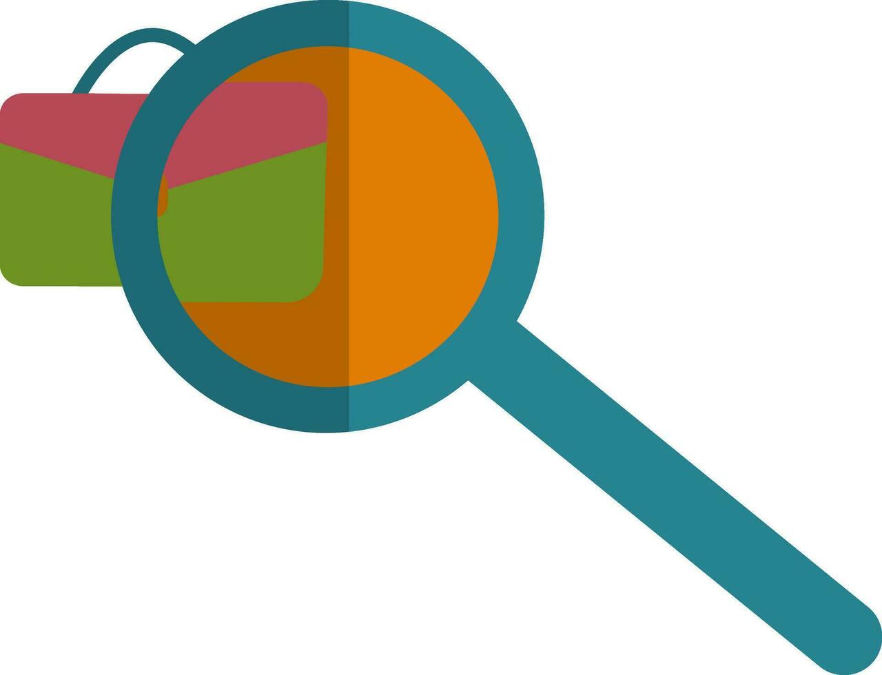 Searching suitcase with magnify glass in half shadow. vector