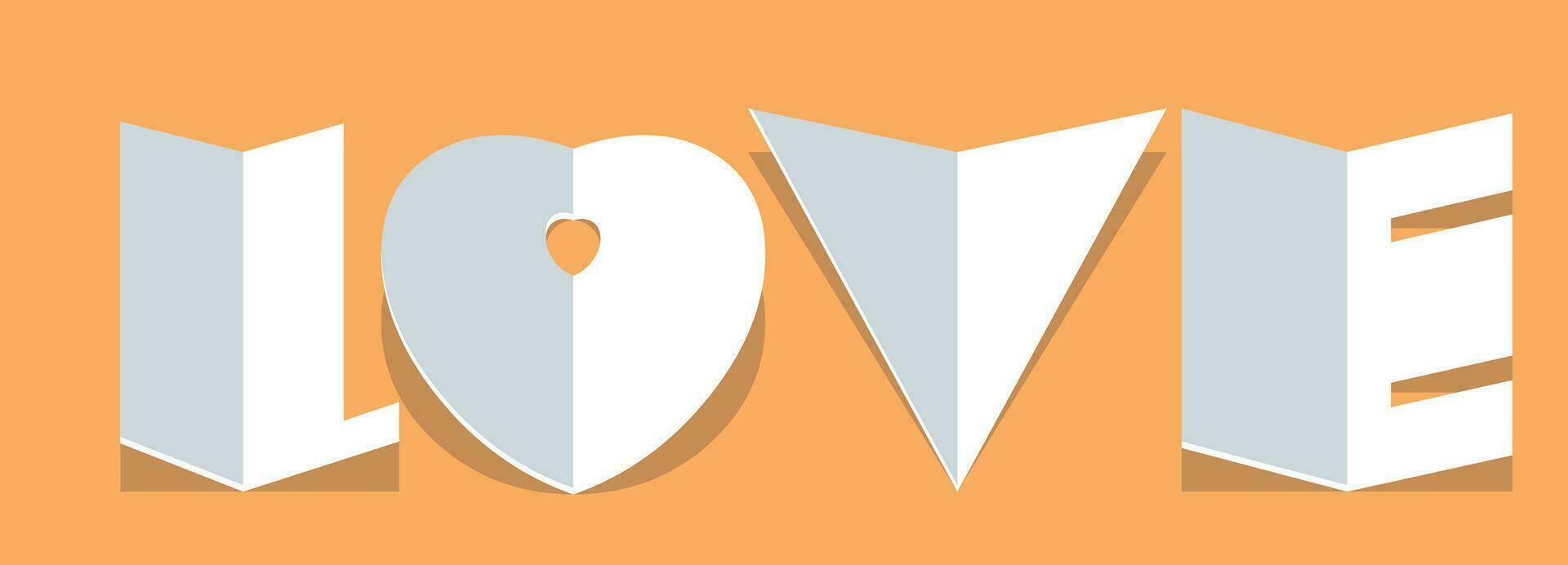 Illustration of creative paper text LOVE. vector