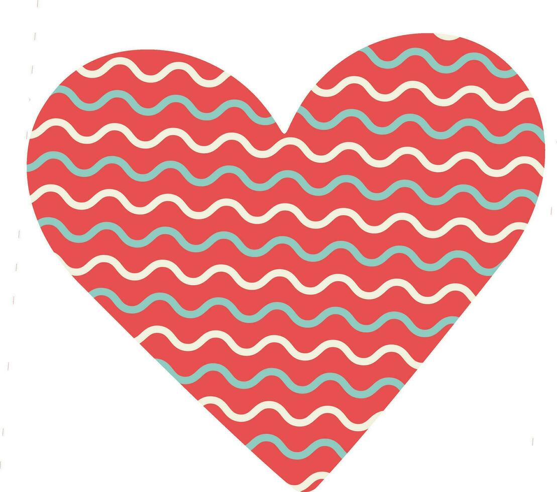 Wave pattern lines decorated heart in red color. vector