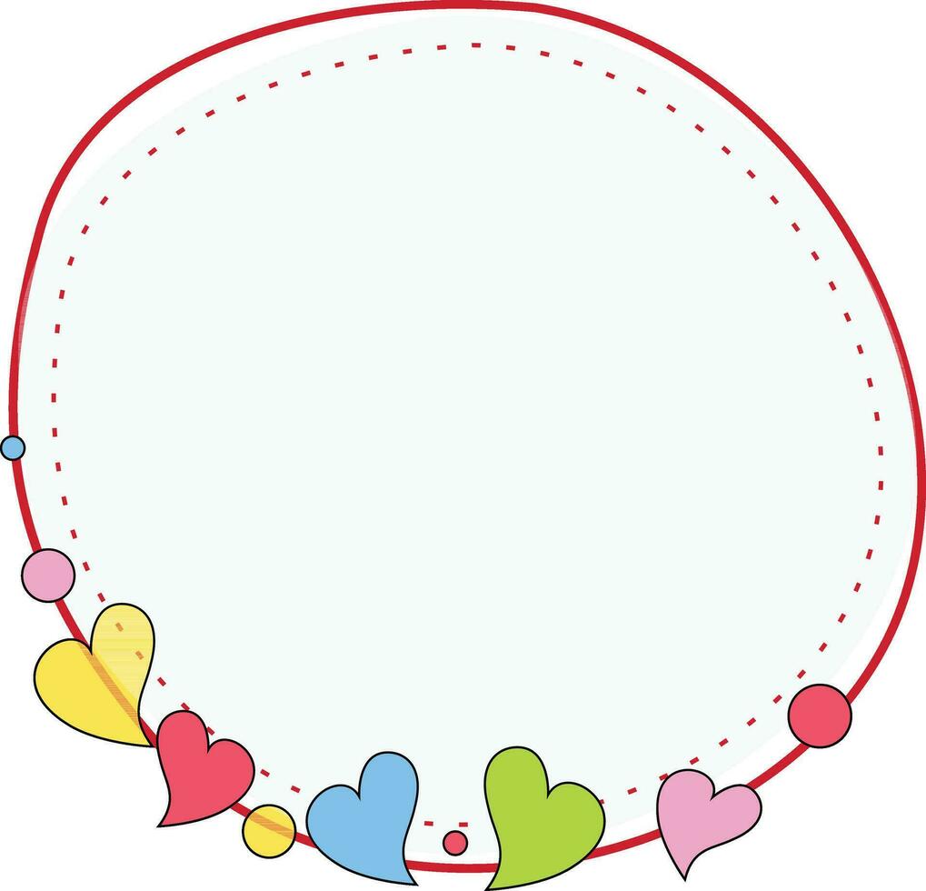 Colorful heart decorated circular frame design. vector