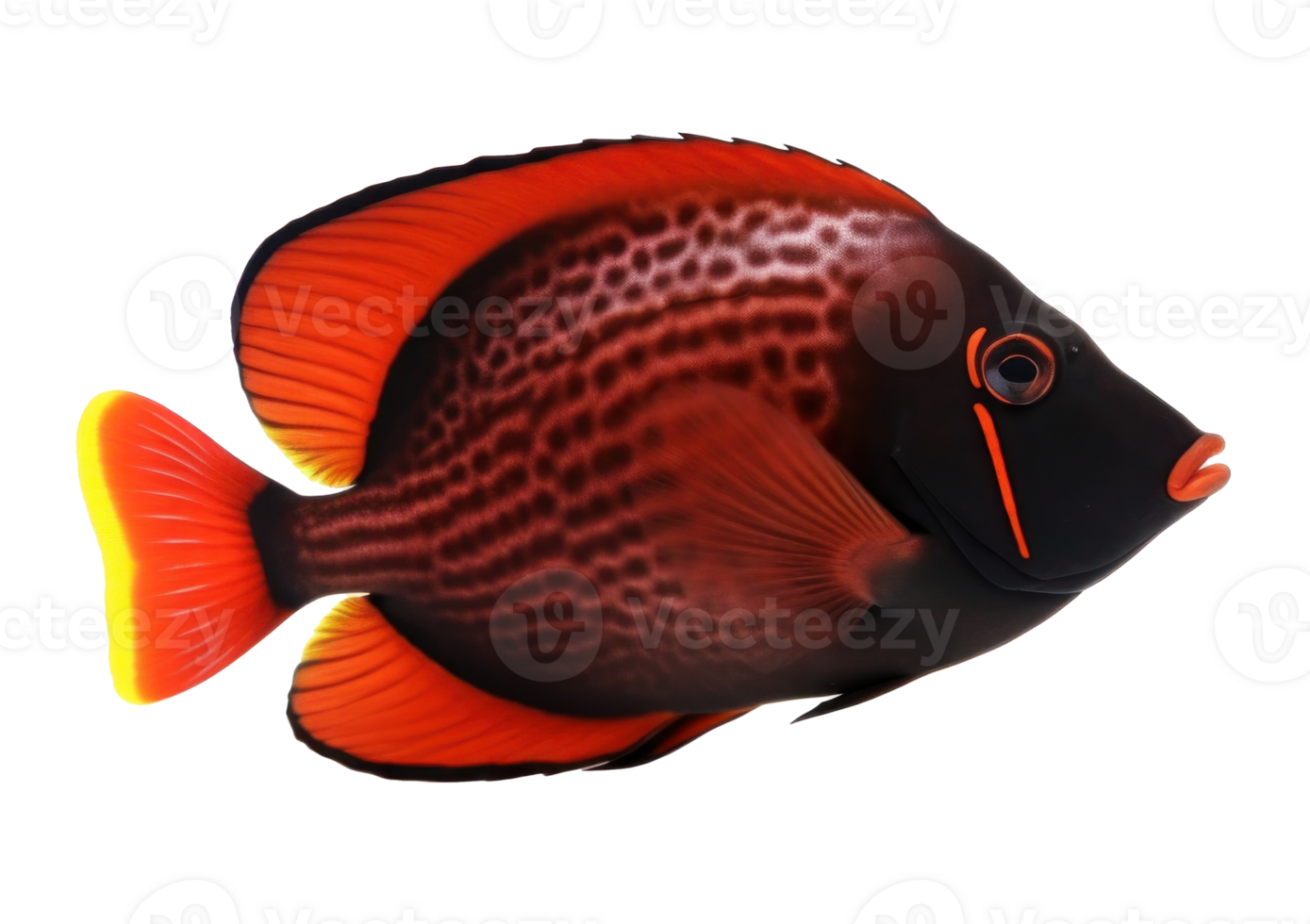 Red sea clown tang fish isolated on white. Illustration png