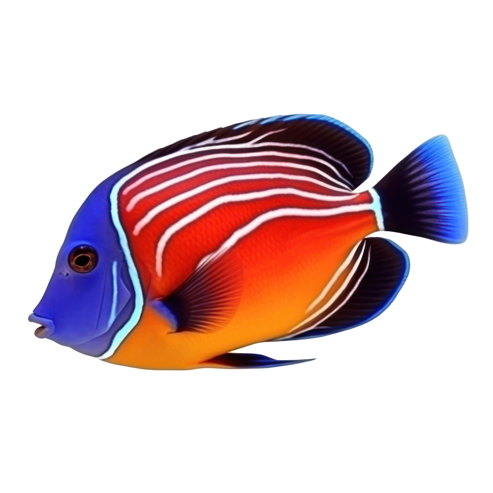 Red sea clown tang fish isolated on white. Illustration AI Generative