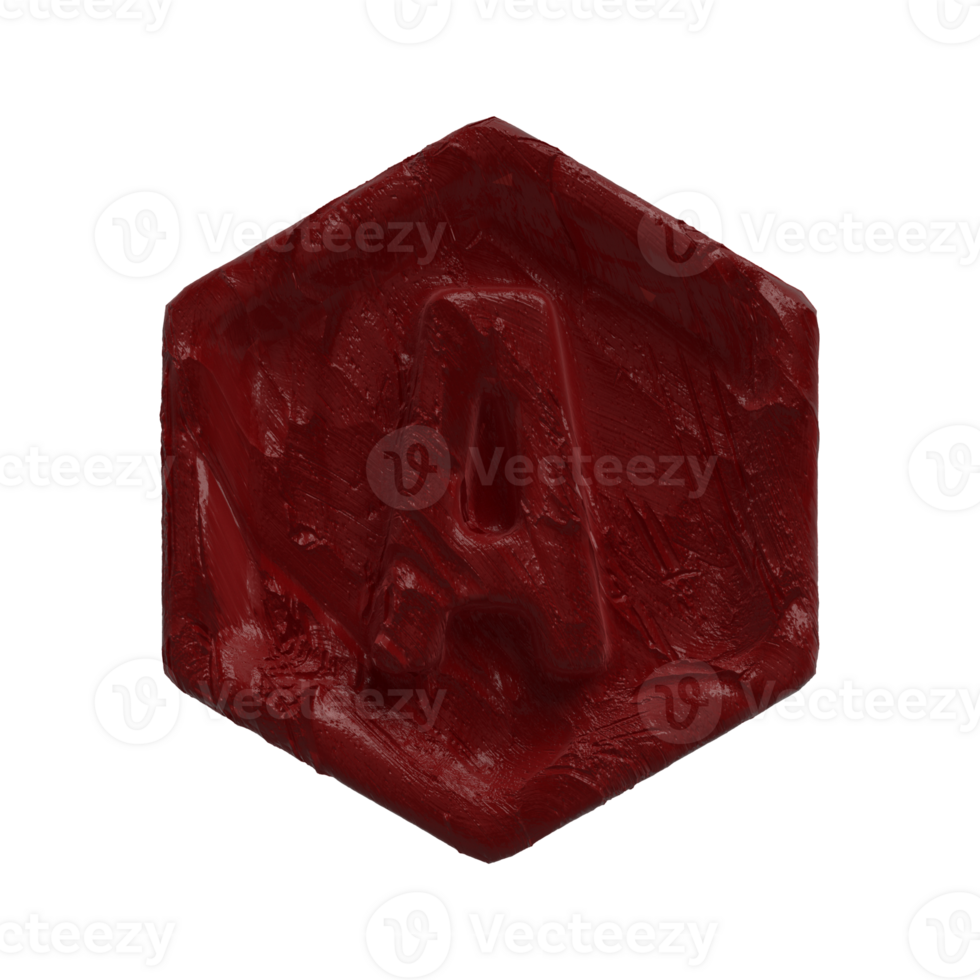 Letter A - Alphabet Red Wax.  Best use for your poster, graphic art needs eg collage art png