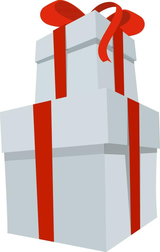 3D gift boxes with red ribbon. vector