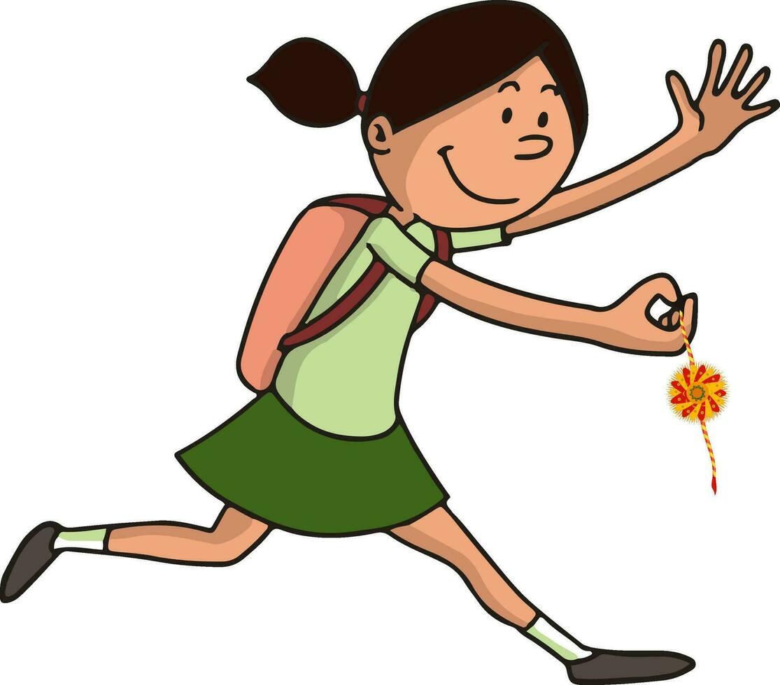 Illustration of little girl student with Rakhi. vector